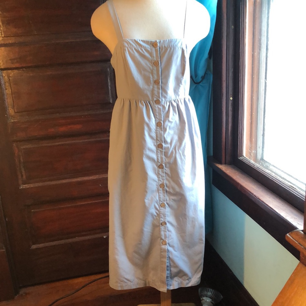 Cooperative Medium sundress in light grey/button down/straps/smocked back/cotton